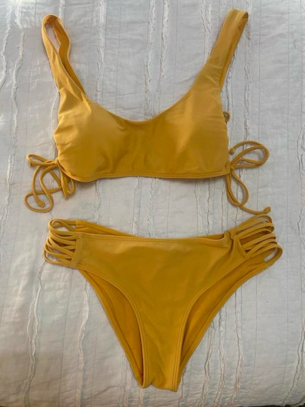 Hollister Yellow Strappy Side Bikini Set